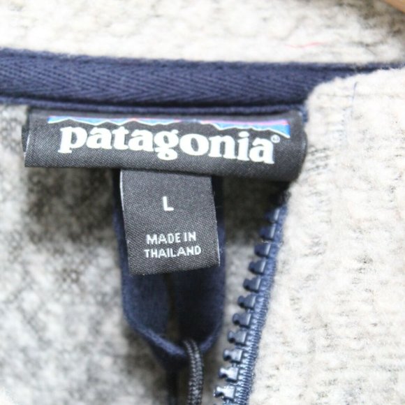 Patagonia Woolyester Fleece Jacket Full Zip Oat Navy Tan Men's Large H11922b - Picture 9 of 11